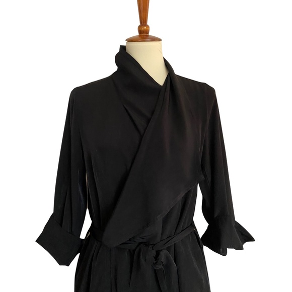 CAbi “Take Charge” #956 Black Open Front Waterfall Jacket Tie Belt Size Medium - Picture 5 of 12